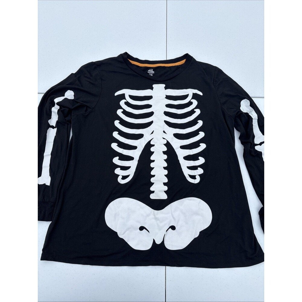 Celebrate Halloween T-Shirt Adults Sz Large (12-14) Black Skeleton Rib Cage